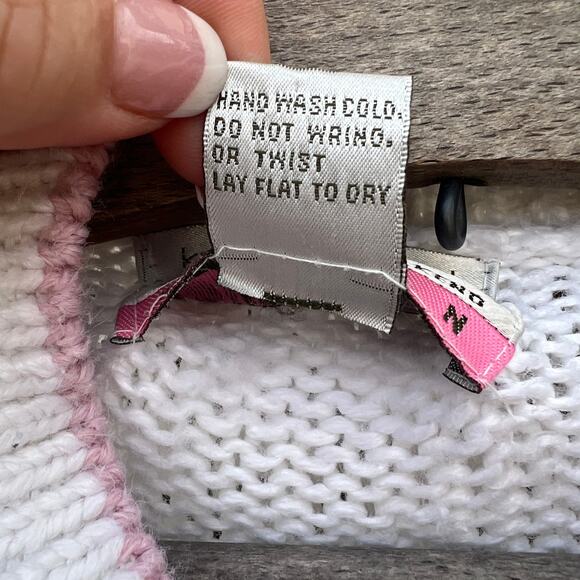 Vintage 90s American Weekend Pink Pastel Argyle Fringe Snowflake Sweater 20W - Picture 6 of 7